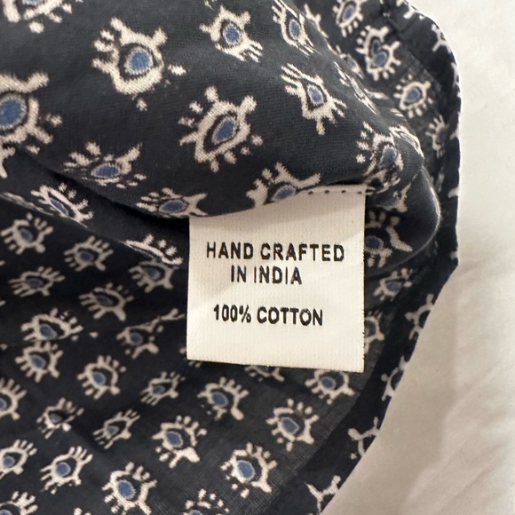 Women L/XL Cotton Boxy Lightweight navy blue Repeat Oval Abstract Pattern Blouse - Picture 7 of 15